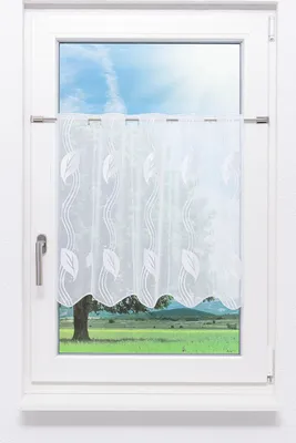 Produktbild von Scheibengardine Plauener Spitze Blatt  (Bx H) 97.80cm * 60cm Weiß/weiß