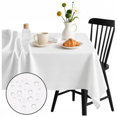 Produktbild von Plammschutz Tischdecke Weiß Elegant Fleckabweisend Waschbar Glatt Matt Modern Hochzeit Esstisch Küche