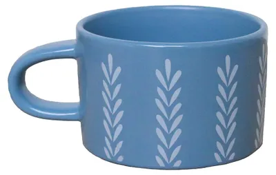 Obrázok produktu pre Modrý hrnček s dekoráciou listov