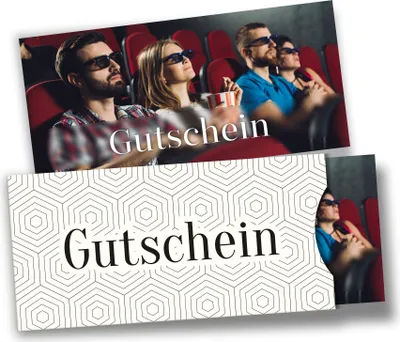 Produktbild von itenga Geschenkgutschein Fotodesign mit Hülle - Motiv KINO Postkarte zum Ausfüllen 21,0 x 9,8 cm