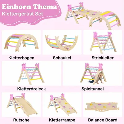 Produktbild von Montessori-Kletterset aus Holz mit Dreieck und Rampe