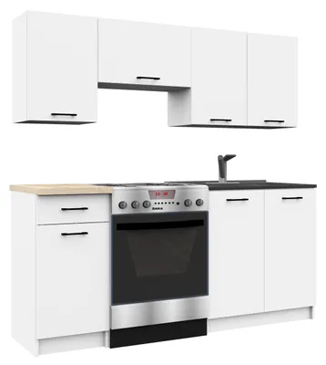 Obrázok produktu pre Kuchynská linka Raumhirsch, šírka 180 cm, s pracovnou doskou, 7 dvierok, 1 zásuvka, vstavaná kuchynská linka, 5 častí