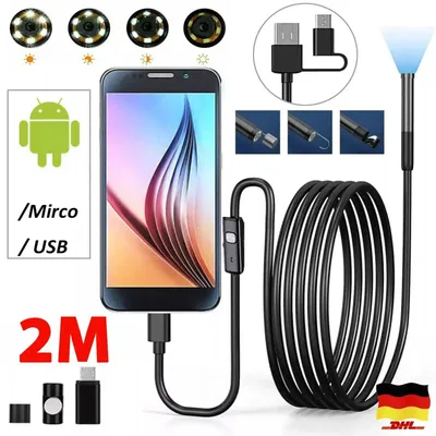 Produktbild von 2M USB Endoskop Kamera 7mm LED-HD Inspektion Wasserdicht PC Android Handy