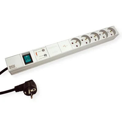 Obrázek produktu pro BACHMANN Napájecí panel 1U, 5x zásuvka CZ, přepěťová ochrana, filtr, vypínač, šedý, 2m (330.840) (19.07.1003)