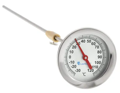 Produktbild von Lantelme Edelstahl Thermometer zum Räuchern mit 30cm Sonde für Räucherschrank Räuchertonne Räucherbedarf Analog Temperatur bis 120°C