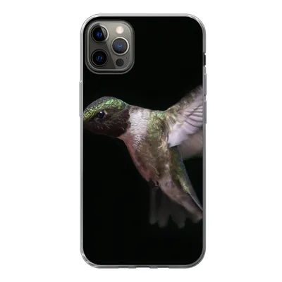 Produktbild von MuchoWow® Handyhülle Schutzhülle Hülle für iPhone 13 Pro Max Rubinkehl-Kolibri auf schwarzem Hintergrund Silikon Softcase Handy Hülle