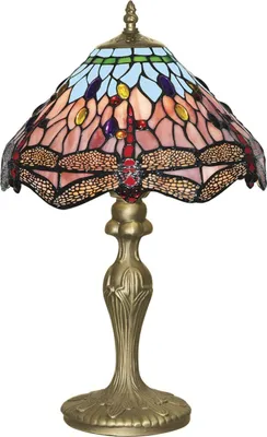 Obrázek produktu pro Stolní lampa sklo kov E27 45 cm v mosazné barvě Stolní lampa ve stylu Tiffany