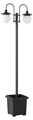 Produktbild von Solar Laterne Stehleuchte 182 cm Höhenverstellbar Außen Gartenlaterne mit 2 Köpfen Pflanzgefäß Lichtsensor Schalter IP44