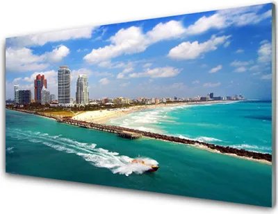 Produktbild von Acrylglasbilder 100x50 Wandbild Druck Meer Strand Stadt Landschaft