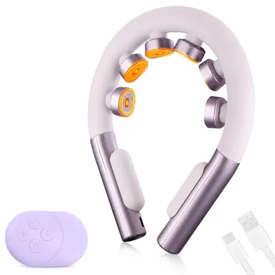 Produktbild von Nackenmassagegerät mit Wärmefunktion, EMS Massagegerät für Nacken und Schultern, 10 Modi 16 Intensitätsstufen, USB aufladbar für Zuhause und Reise