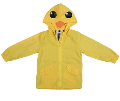 Immagine prodotto di Giacca impermeabile per bambini - Motivo: anatra - Leggera - Felpa con cappuccio a tema cartone animato - Taglie: 80/90/100 - Adatta a bambini e bambine - Abbigliamento impermeabile