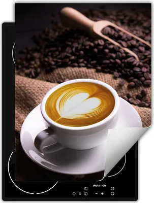 Produktbild von DarHaus Herdabdeckplatte Einteilig Küche Abdeckplatte für Glaskeramikfeld Abdeckung Induktionskochfeld Aufrollbare Matte 40x52 cm, Kaffee - herz
