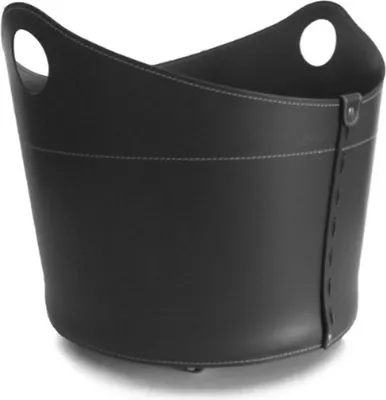 Produktbild von Runder Holzkorb  "CALA" aus Leder Farbauswahl | Schwarz (black)