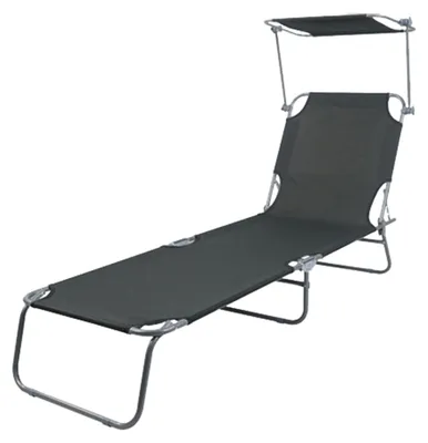 Produktbild von 3-Bein Gartenliege Campingliege Sonnenliege 186x55x24cm mit Dach