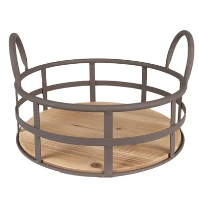Immagine prodotto di Cesto portaoggetti Clayre & Eef Ø 25x9/15 cm Grigio Marrone Ferro