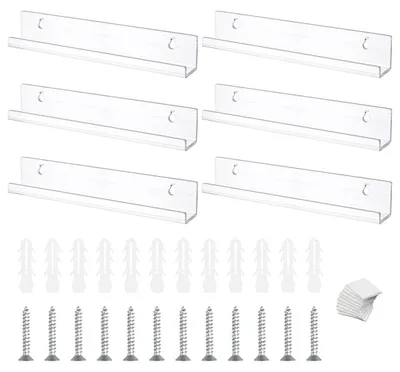 6er-Set Acryl-Plattenregale, 30,5x4,3x4,5 cm, Wandmontage