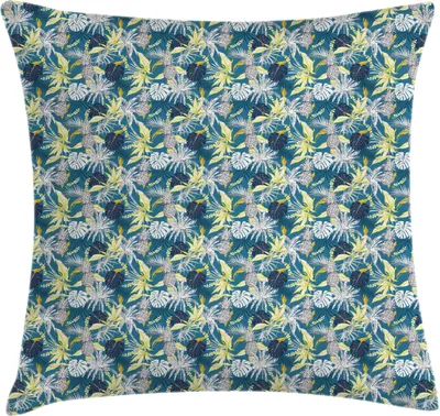 Produktbild von ABAKUHAUS Wendekreis Kissenbezug, Kontinuierliche Sommer-Blätter und Ananas, 40 x 40 cm, Sea Blue Mehrfarbig