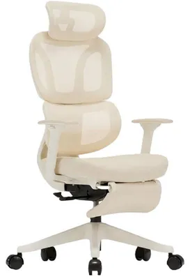 Image de Chaise de bureau ergonomique BS5BG-PRO, avec repose-pieds, couleur crème
