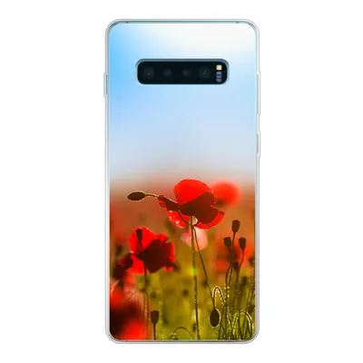 Produktbild von MuchoWow® Handyhülle Schutzhülle Hülle für Samsung Galaxy S10 Plus Mohnblumen unter einem klaren blauen Himmel. Silikon Softcase Handy Hülle - Schutzhülle