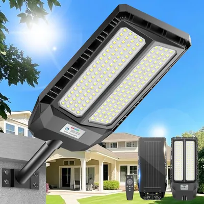 Solar-LED-Außenleuchte, IP66, 10000 Lumen, 6500K, mit Fernbedienung