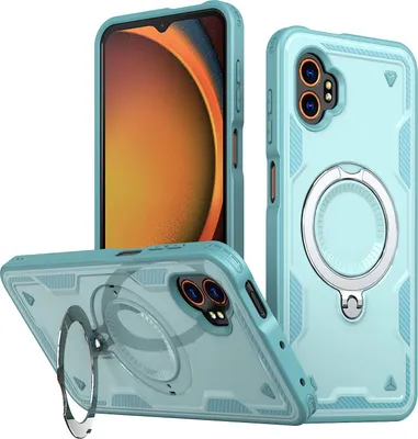 Produktbild von Dual Layer Hülle für Samsung Galaxy XCover7 Pro mit Ring Ständer Magnetisch Stoßfest Handyhülle Türkis