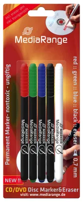 Produktbild von CD-Beschriftungsmarker MediaRange 4St. Rot/Schw/Blau/Grün