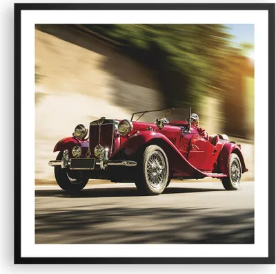 Produktbild von Gerahmtes Poster - Schwarzer Rahmen - Mg Rot Auto - 60x60 cm - Wand Bild - Wanddeko - Wandbilder - Kunstposter - Wandposter - Bilderrahmen - Bilder - Kunstdruck - Wandbild - P2BAC60x60-4364