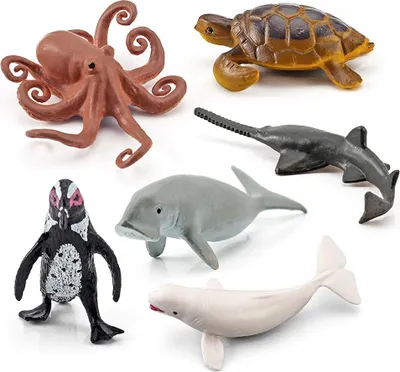 Imagen del producto de 12 miniaturas de animales marinos de juguete para niños, figuras de plástico, réplicas de animales oceánicos, modelo, regalo para niños