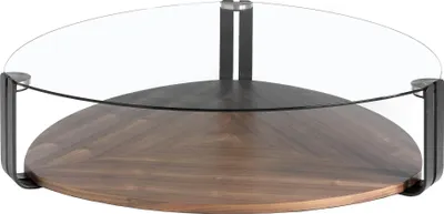 Image de Angel Cerdá Table basse triangulaire verre trempé, acier noir et noyer 2055