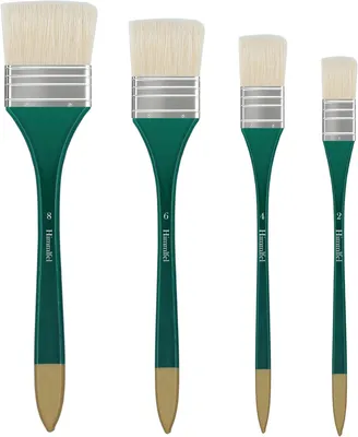 Produktbild von Flachpinsel Set 4 Stück, Schweinehaar, Größen 2 bis 8, für Ölmalerei