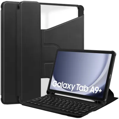 Produktbild von 2in1 Set Bluetooth Tastatur in Schwarz + Hülle für Samsung Tab A9+ Plus 2023 X210 X215 11 Zoll Case Schutzhülle Standfunktion Sleep and Wake