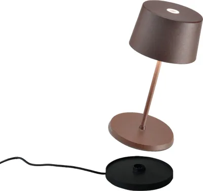 Produktbild von Zafferano Olivia Mini Tischlampe - Aufladbare LED Außenlampe - 22 cm - Braun