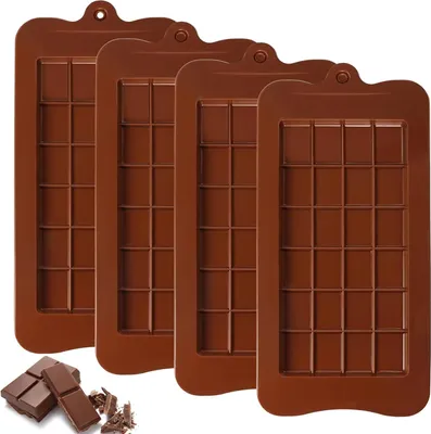 Produktbild von Set von 4 Wiederverwendbaren Silikon-Schokoladenformen für Verschiedene Desserts und Süßigkeiten