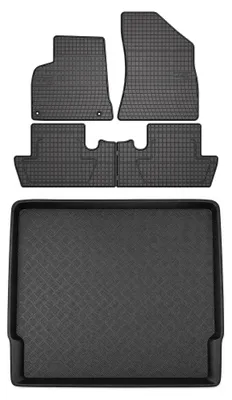 Produktbild von Gummimatten + Kofferraumwanne für Peugeot 5008 I 2009-2017 (Standard-Kofferraum) – Schwarz, passgenau – Wielganizator SolidPRO