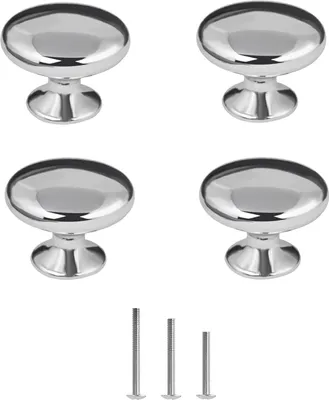Immagine prodotto di Pomelli lucidi per mobili - per mobili - 4 pezzi - argento - 30 mm