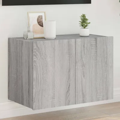 Produktbild von TV-Wandschrank mit LED-Leuchten Grau Sonoma 60x35x41 cm , TV-Schränke 2024 Neu