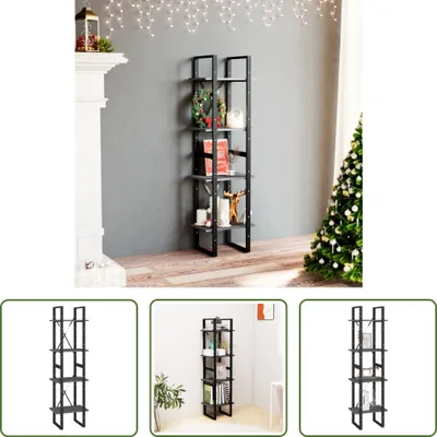Image de The Living Store Bibliothèque 4 compartiments Gris 40x30x140 cm Pin massif