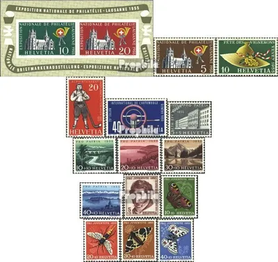 Produktbild von Briefmarken Schweiz 1955 Mi 607-622 (kompl.Ausg.) Jahrgang 1955 komplett postfrisch Sondermarken