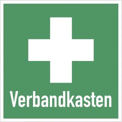Produktbild von Dreifke® Schild Hinweis auf Erste Hilfe Verbandkasten quadratisch, Kunststoff...