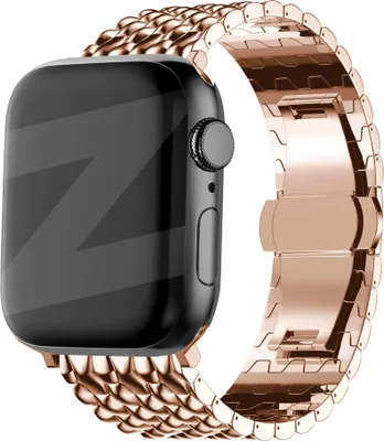 Produktbild von Bandz Stahlband 'Dragon' passend für Apple Watch 1/2/3/4/5/6/8/9/SE - Größe 38/40/41mm - Roségoldenem Stahl