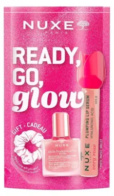 Produktbild von Lip Volume Serum 8ml/Dry Oil 10ml/Scrunchie Nuxe Ready, Go, Glow Pink Set