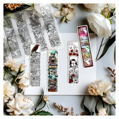 Produktbild von Bücherregal Stempel mit Tieren für Lesezeichen und DIY