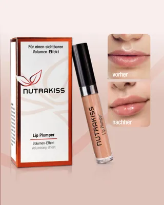 Produktbild von Nutrakiss Lip Plumper „nude“ – Natürlicher Lip Booster m. Niacin (Vitamin B3) I Liquid Lipstick I Lippen Plumper I Lippenstift für volle Lippen - 4ml