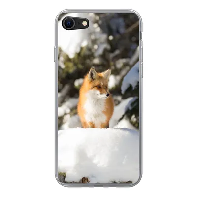 Produktbild von MuchoWow® Handyhülle Schutzhülle Hülle für iPhone 7 Fuchs - Schnee - Baum Silikon Softcase Handy Hülle - Kartenhalter