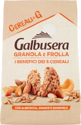 Produktbild von Galbusera Cereali G Granola e Frolla Shortbread-Kekse mit Müsli und Obst mit Aprikose, Orange und Mandeln cookies biscuits 300g