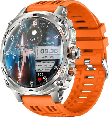 Produktbild von INF Multifunktionale Smartwatch mit Silikonarmband und AMOLED-Runddisplay für Alltag und Sport Orange