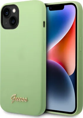 Zdjęcie produktu dla Etui silikonowe Guess do iPhone'a 14 i 13 – metalowe logo – zielone