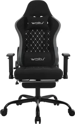 Produktbild von WOLTU Massage Gaming Stuhl, ergonomisch, Computerstuhl mit Lendenkissen, Tech-Stoff : Schwarz+Grau Farbe: Schwarz+Grau