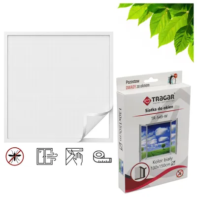 Zdjęcie produktu dla Siatka do Okien 130x150cm Biała Moskitiera na Insekty Owady z Rzepem
