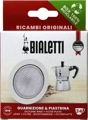 Obrázek produktu pro Sada náhradních dílů BIALETTI: 1 gumové těsnění, 1 filtr pro 2/3/4 šálky